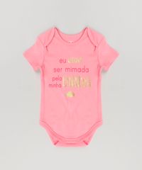 Body-Infantil--Eu-Amo-Ser-Mimada-Pela-Minha-Dinda--em-Manga-Curta-com-Decote-Redondo-em-Algodao---Sustentavel-Rosa-8920477-Rosa_1
