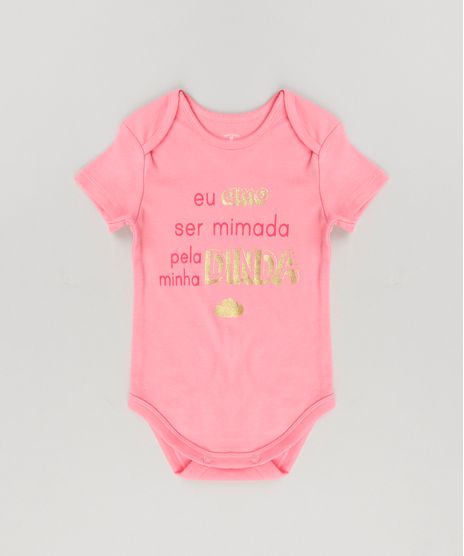 Body-Infantil--Eu-Amo-Ser-Mimada-Pela-Minha-Dinda--em-Manga-Curta-com-Decote-Redondo-em-Algodao---Sustentavel-Rosa-8920477-Rosa_1