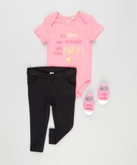 Body-Infantil--Eu-Amo-Ser-Mimada-Pela-Minha-Dinda--em-Manga-Curta-com-Decote-Redondo-em-Algodao---Sustentavel-Rosa-8920477-Rosa_3