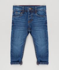 Calca-Jeans-Infantil-com-Retalho-Xadrez-em-Algodao---Sustentavel-Azul-Escuro-9168780-Azul_Escuro_1