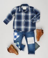 Calca-Jeans-Infantil-com-Retalho-Xadrez-em-Algodao---Sustentavel-Azul-Escuro-9168780-Azul_Escuro_3