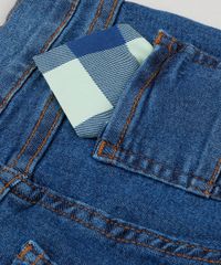 Calca-Jeans-Infantil-com-Retalho-Xadrez-em-Algodao---Sustentavel-Azul-Escuro-9168780-Azul_Escuro_4