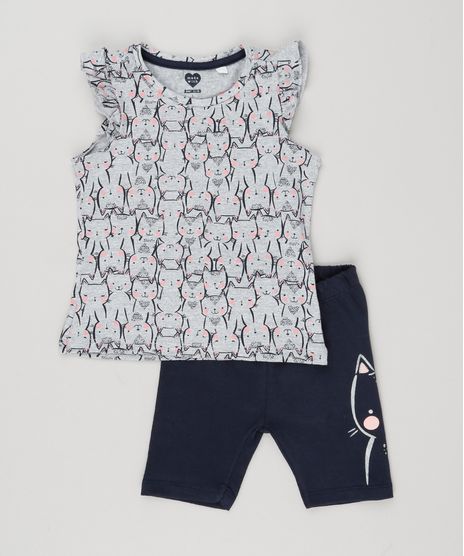 Conjunto-Infantil-de-Regata-Gatinhos-Cinza-com-Babado---Bermuda-Gatinho-Glitter-em-Algodao---Sustentavel-Azul-Marinho-9152666-Azul_Marinho_1