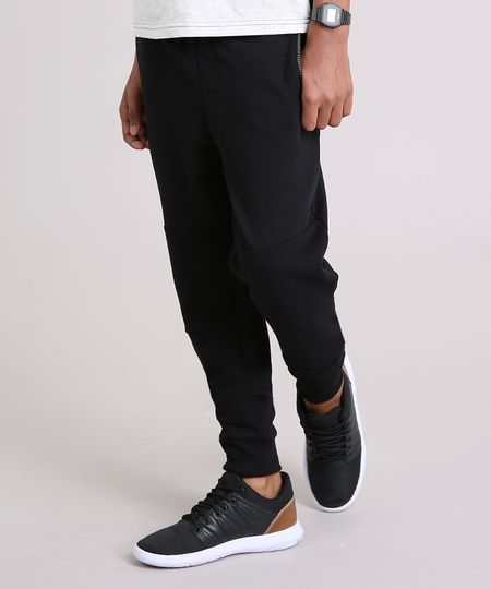 Calca-Infantil-Jogger-em-Moletom-com-Bolsos-e-Ziper-em-Algodao---Sustentavel-Preta-8860465-Preto_1
