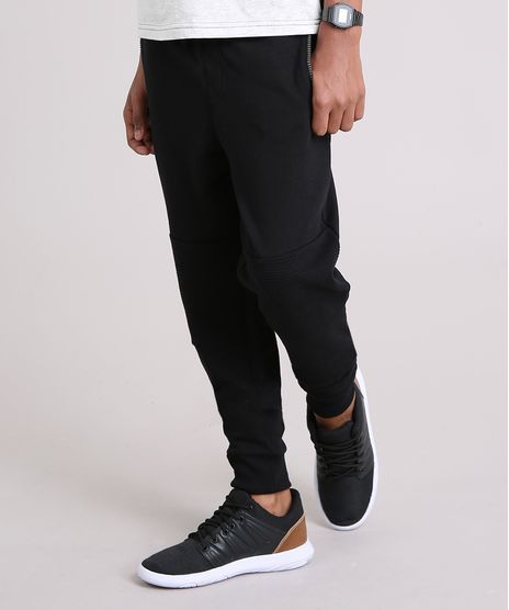 Calca-Infantil-Jogger-em-Moletom-com-Bolsos-e-Ziper-em-Algodao---Sustentavel-Preta-8860465-Preto_1