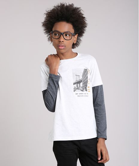 Camiseta-Infantil-com-Estampa--New-York-City--Manga-Longa-Gola-Careca-Cinza-Claro-9128985-Cinza_Claro_1