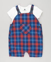 Conjunto-infantil-de-Body-Basico-Manga-Curta---Jardineira-Xadrez-em-Flanela-em-Algodao---Sustentavel-Azul-Marinho-8949664-Azul_Marinho_1