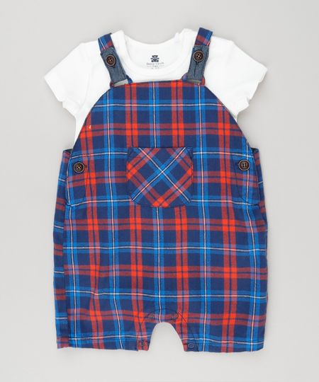Conjunto-infantil-de-Body-Basico-Manga-Curta---Jardineira-Xadrez-em-Flanela-em-Algodao---Sustentavel-Azul-Marinho-8949664-Azul_Marinho_1