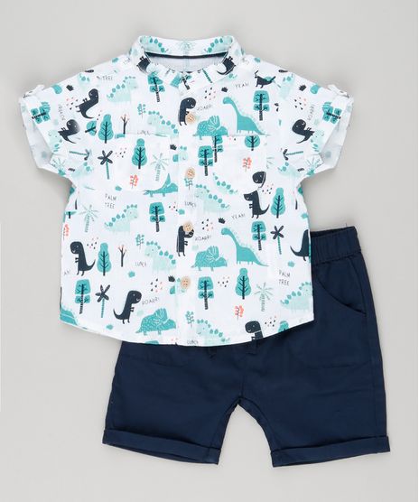 Conjunto-infantil-de-Camisa-Estampada-de-Dinossauros-Manga-Curta-Off-White---Bermuda-em-Algodao---Sustentavel-Azul-Marinho-8950643-Azul_Marinho_1