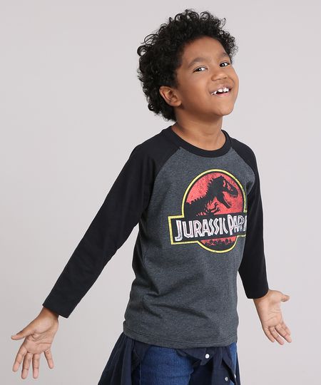 Camiseta-Infantil-Jurassic-Park-Manga-Longa-Raglan-Decote-Careca-Cinza-Mescla-Escuro-9144765-Cinza_Mescla_Escuro_1 Camiseta-Infantil-Jurassic-Park-Manga-Longa-Raglan-Decote-Careca-Cinza-Mescla-Escuro-9144765-Cinza_Mescla_Escuro_1