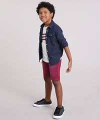 Camiseta-Infantil-com-Listras-e-Bolso-Manga-Curta-Decote-Careca-Cinza-Mescla-Claro-9139815-Cinza_Mescla_Claro_3