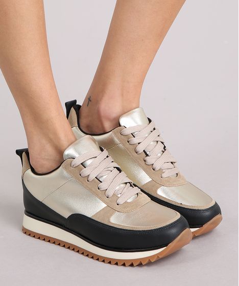 tenis vizzano dourado metalizado