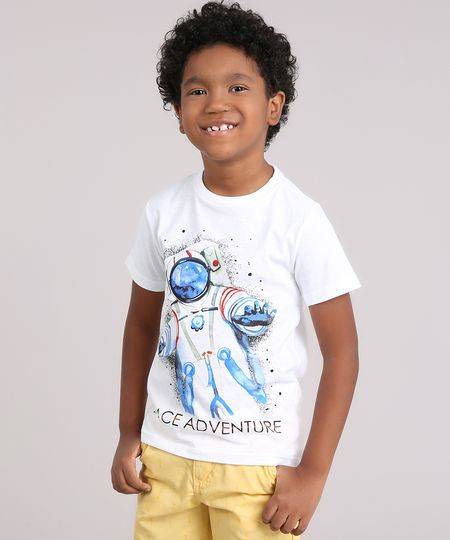 Camiseta-Infantil-Astronauta-Manga-Curta-Gola-Redonda-em-Algodao---Sustentavel-Off-White-9183189-Off_White_1