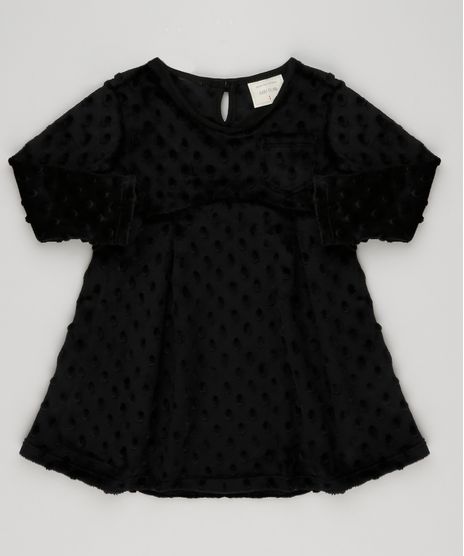 Vestido-Infantil-Plush-com-Bolinhas-e-Bolso-Manga-Longa-Decote-Redondo-Preto-9140864-Preto_1