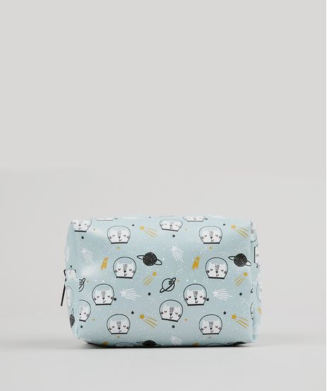 Necessaire-Feminina-Estampada-Gatinho-Espacial-Metalizada-Azul-Claro-9131707-Azul_Claro_1