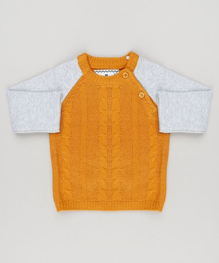 Sueter-Infantil-em-Trico-com-Moletom-em-Algodao---Sustentavel-Amarelo-8947767-Amarelo_1