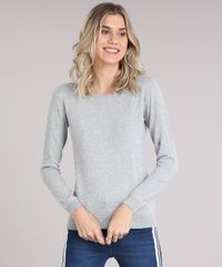 Sueter-Feminino-Basico-em-Trico-Manga-Longa-Decote-Redondo-Cinza-Mescla-Claro-8840474-Cinza_Mescla_Claro_1