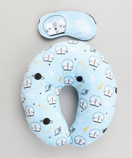 Kit-de-Apoio-de-Cabeca--Estampado-de-Gatinhos---Tapa-Olho-Azul-Claro-9117692-Azul_Claro_1