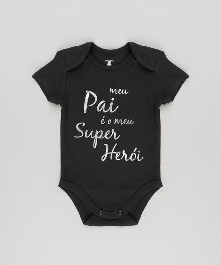 Body-Infantil--Meu-Pai-E-Meu-Super-Heroi--Manga-Curta-Gola-Redonda-em-Algodao---Sustentavel-Preto-8920560-Preto_1