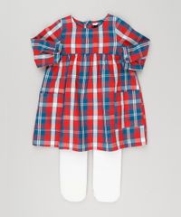 Vestido-Infantil-Xadrez-Manga-Longa---Meia-Calca-em-Algodao---Sustentavel-Vermelho-8949666-Vermelho_1