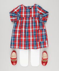 Vestido-Infantil-Xadrez-Manga-Longa---Meia-Calca-em-Algodao---Sustentavel-Vermelho-8949666-Vermelho_3