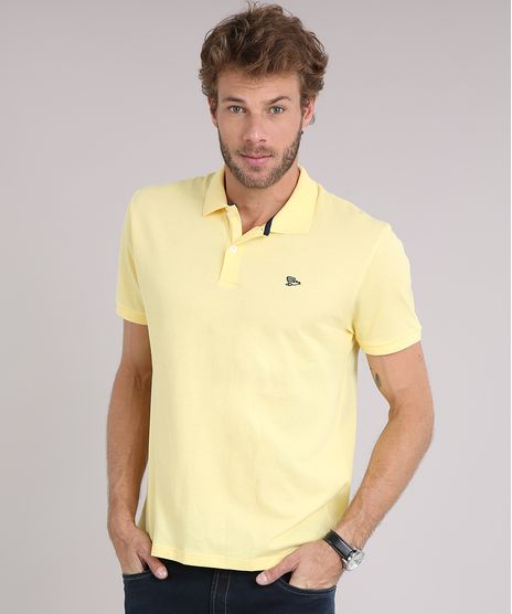 Polo-Masculina-Basica-em-Piquet-Manga-Curta-Amarela-8317654-Amarelo_1