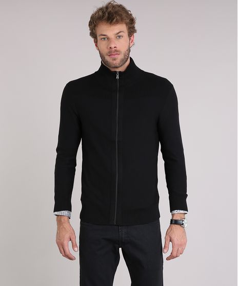 Jaqueta-Masculina-em-Trico-Gola-Alta-Manga-Longa-Preta-8848976-Preto_1