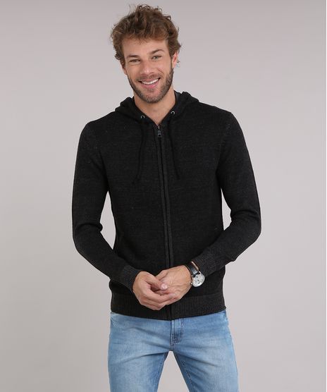 Blusao-Masculino-em-Trico-com-Capuz-e-Bolsos-Chumbo-8850639-Chumbo_1