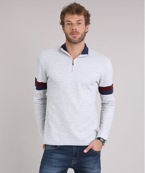 Sueter-Masculino-com-Gola-Alta-com-Ziper-Manga-Longa-Cinza-Mescla-Claro-9115038-Cinza_Mescla_Claro_1