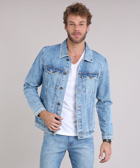 Jaqueta-Jeans-Masculina-Trucker-com-Bolsos-Azul-Claro-9108174-Azul_Claro_1 Jaqueta-Jeans-Masculina-Trucker-com-Bolsos-Azul-Claro-9108174-Azul_Claro_1