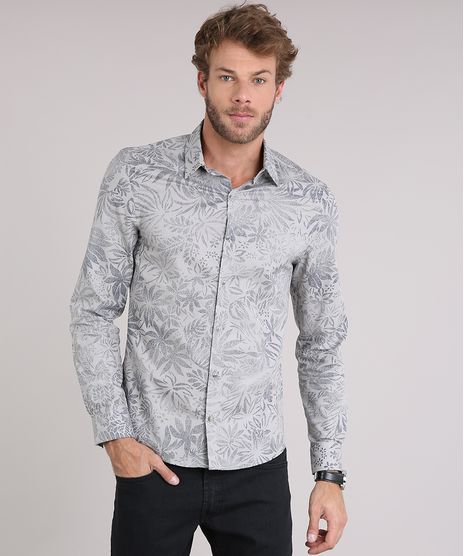 Camisa-Masculina-Slim-Estampada-Floral-Manga-Longa-Cinza-9084686-Cinza_1