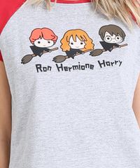 Pijama-Feminino-Harry-Potter-Manga-Curta-Cinza-Mescla-9122164-Cinza_Mescla_3