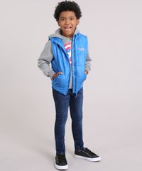 Blusao-Infantil-Capitao-America-em-Moletom-com-Capuz-Cinza-Mescla---Colete-Puffer-Azul-8448598-Azul_3