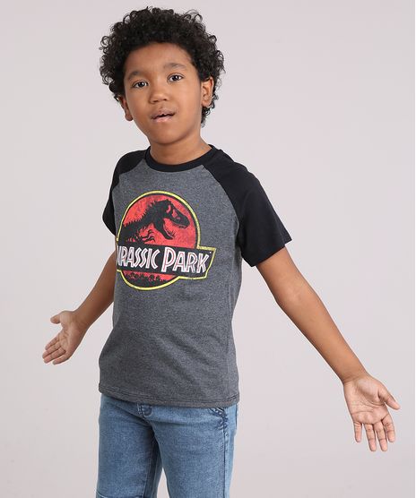 Camiseta-Infantil-Jurassic-Park-Manga-Curta-Raglan-Decote-Careca-Cinza-Mescla-Escuro-9142096-Cinza_Mescla_Escuro_1