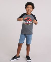 Camiseta-Infantil-Jurassic-Park-Manga-Curta-Raglan-Decote-Careca-Cinza-Mescla-Escuro-9142096-Cinza_Mescla_Escuro_3