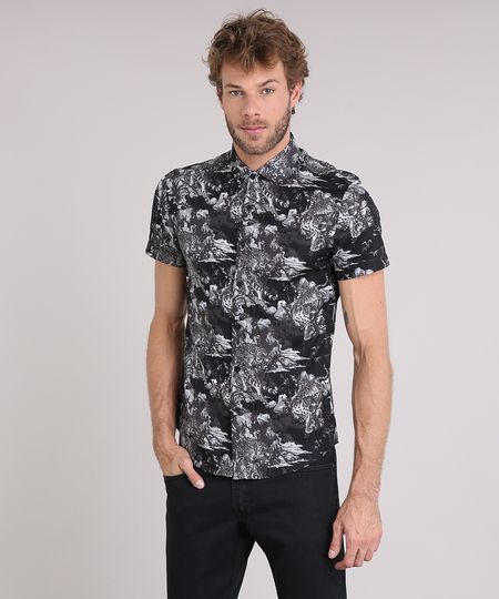 Camisa-Masculina-Slim-Estampada-de-Tigres-Manga-Curta-Preta-9114925-Preto_1 Camisa-Masculina-Slim-Estampada-de-Tigres-Manga-Curta-Preta-9114925-Preto_1