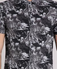 Camisa-Masculina-Slim-Estampada-de-Tigres-Manga-Curta-Preta-9114925-Preto_4