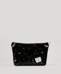 Necessaire-Feminino-Gatinho-Estampada-de-Estrelas-Preta-9132712-Preto_1