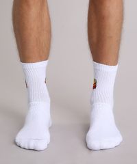 Meia-Masculina-Divertida-com-Estampa-Batata-Frita-e-Hot-Dog-Cano-Longo-Branca-9188296-Branco_4