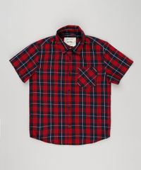 Camisa-Infantil-Xadrez-Manga-Curta-com-Bolso-Vermelha-8439929-Vermelho_1