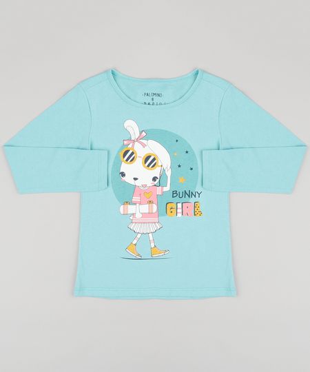 Blusa-Infantil--Bunny-Girl--Manga-Longa-Decote-Redondo-em-Algodao---Sustentavel-Verde-Claro-9137406-Verde_Claro_1