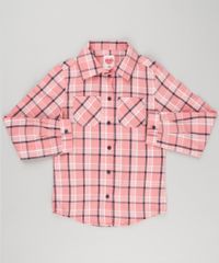 Camisa-Infantil-Xadrez-com-Bolsos-Manga-Longa-Rosa-8912641-Rosa_1