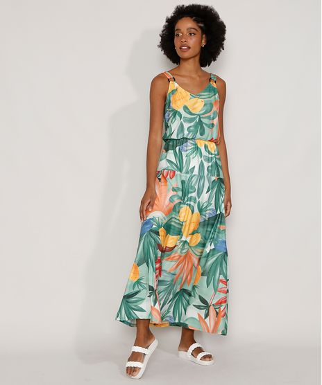 Vestido-Feminino-Longo-Estampado-de-Frutas-com-Recortes-e-Argolas-Alca-Media-Verde-Claro-9976093-Verde_Claro_1