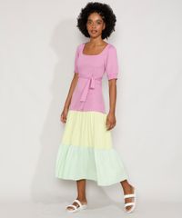 Vestido-Feminino-Midi-Color-Block-com-Recortes-e-Faixa-para-Amarrar-Manga-Bufante-Rosa-9979322-Rosa_3