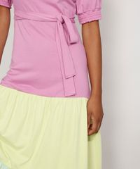 Vestido-Feminino-Midi-Color-Block-com-Recortes-e-Faixa-para-Amarrar-Manga-Bufante-Rosa-9979322-Rosa_6