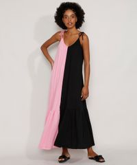 Vestido-Feminino-Longo-Amplo-Bicolor-com-Recorte-Alca-Laco-Multicor-9981849-Multicor_1