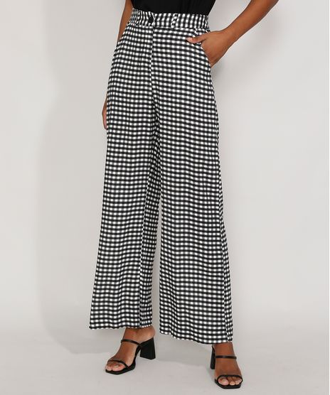 Calca-Feminina-Pantalona-Wide-Cintura-Super-Alta-Alfaiataria-Estampada-Xadrez-Vichy-Preta-9984272-Preto_1