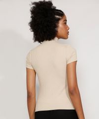 Blusa-Feminina-Manga-Curta-Canelada-com-Ziper-de-Argola-Gola-Alta-Kaki-9680111-Kaki_2