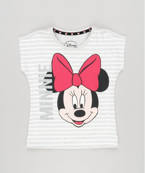 Blusa-Infantil-Minnie-com-Listras-e-Glitter-Manga-Curta-Decote-Redondo-Cinza-Mescla-Claro-9140985-Cinza_Mescla_Claro_1