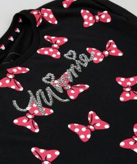 Blusa-Infantil-Minnie-com-Estampa-de-Lacos-e-Paetes-Manga-Curta-Decote-Redondo-em-Algodao---Sustentavel-Preta-9140988-Preto_3